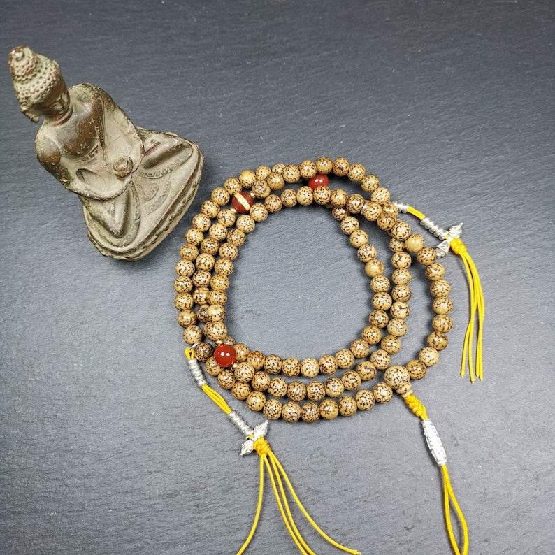 108 Lotus Seed Mala Necklace, Prayer Beads - Gandhanra-ART