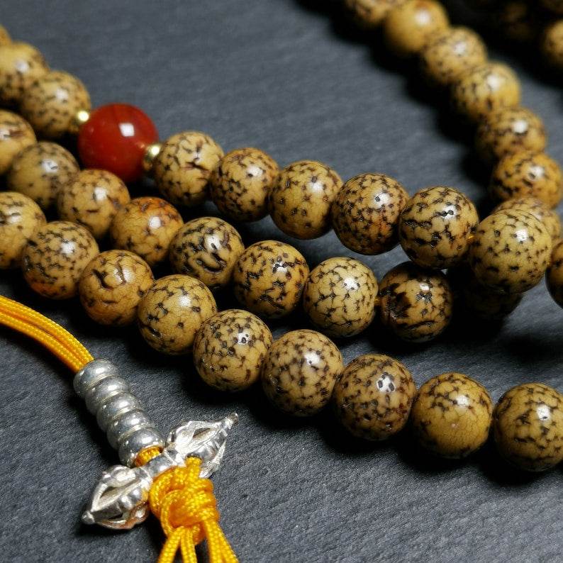108 Lotus Seed Mala Necklace, Prayer Beads - Gandhanra-ART