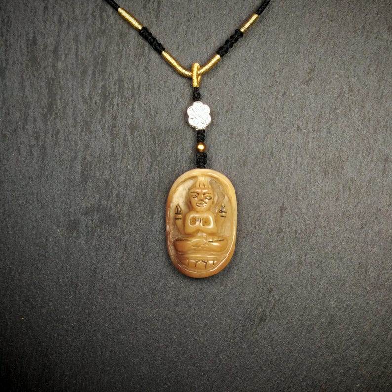 Buddhist Amulet,Chenrezig Badge,Spiritual Necklace - Gandhanra-ART