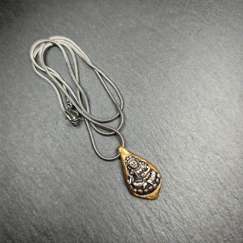 Buddhist Amulet Necklace | Yellow Jambhala Protection Necklace - Gandhanra-ART