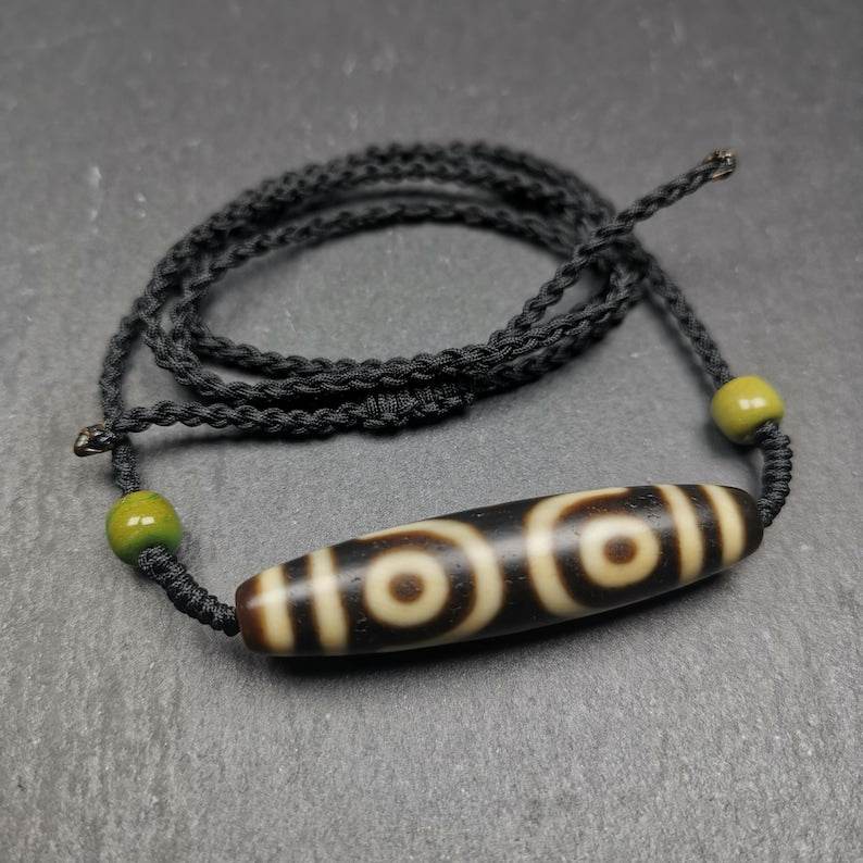 3 Eyed Dzi Bead Necklace - Gandhanra-ART