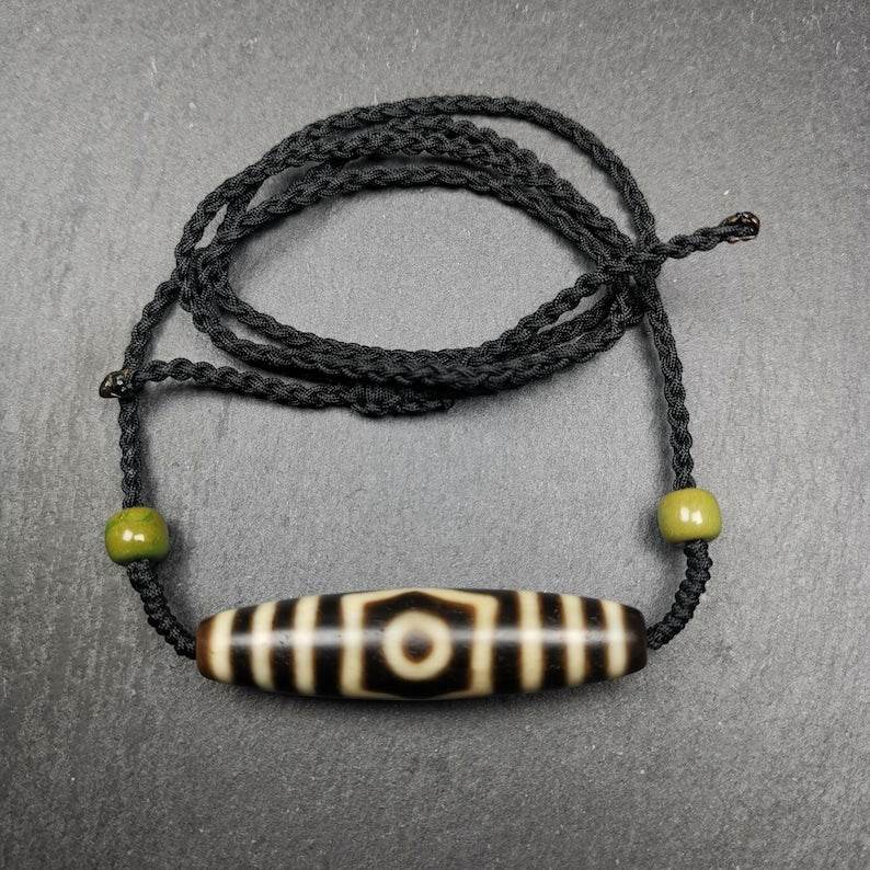 3 Eyed Dzi Bead Necklace - Gandhanra-ART