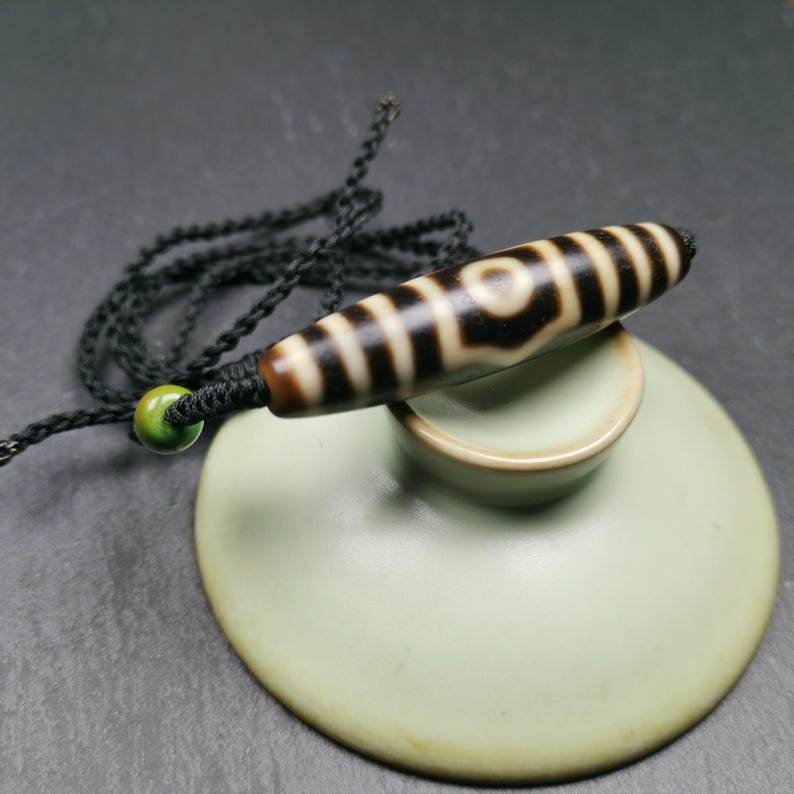 3 Eyed Dzi Bead Necklace - Gandhanra-ART