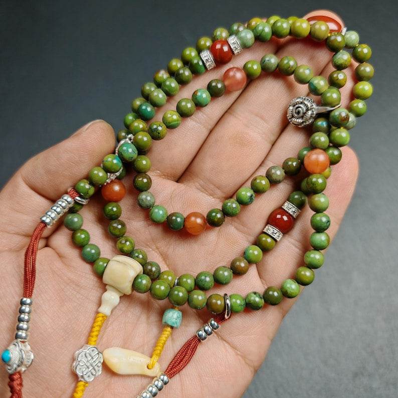 108 Turquoise Mala Necklace - Gandhanra-ART