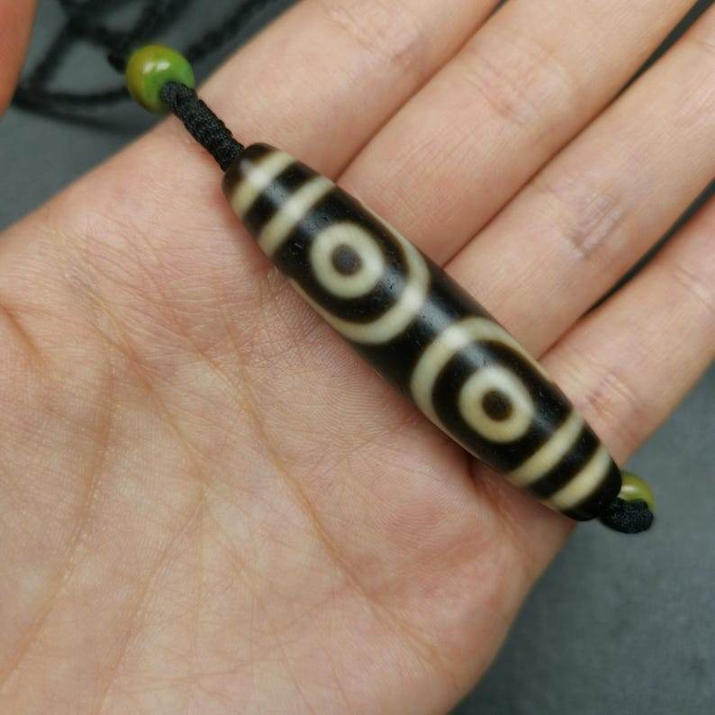 3 Eyed Dzi Bead Necklace - Gandhanra-ART