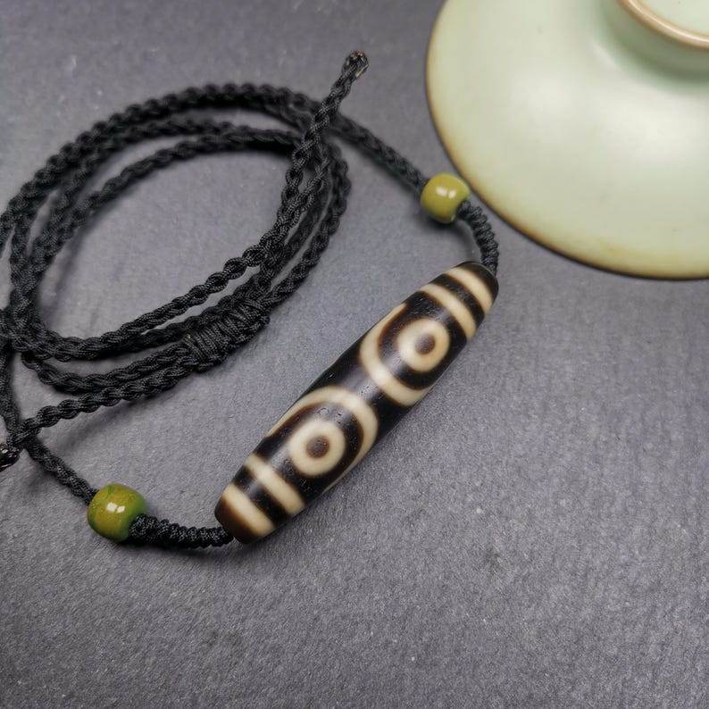 3 Eyed Dzi Bead Necklace - Gandhanra-ART