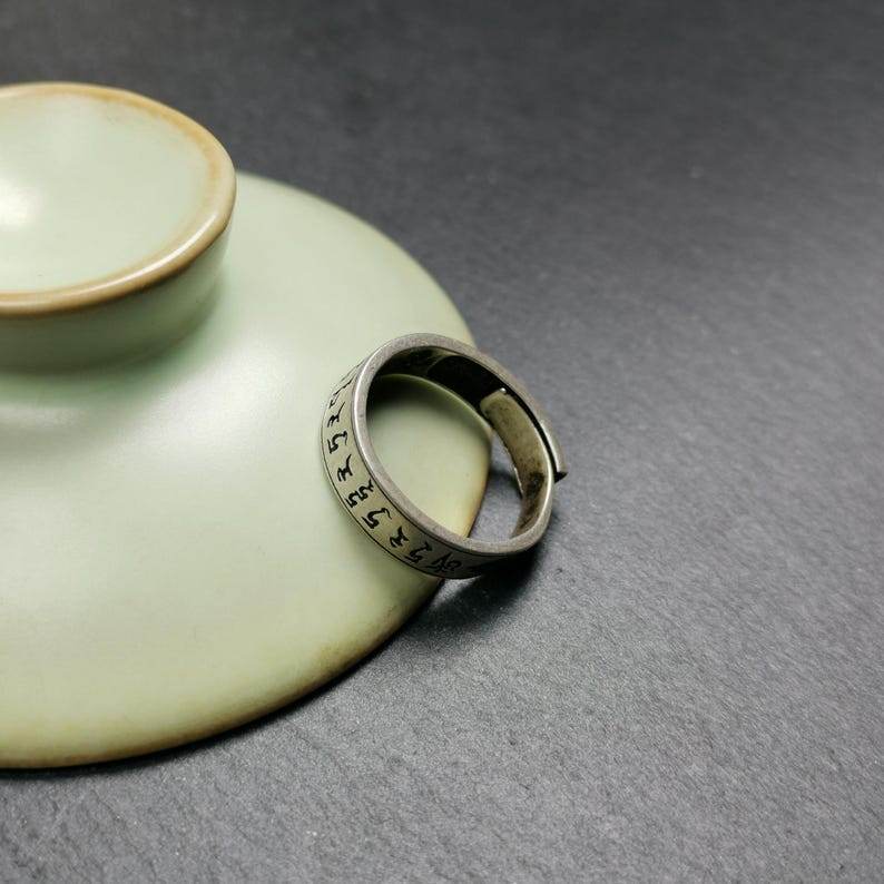 Silver Ring | Amitayus Ring and Mantra - Gandhanra-ART