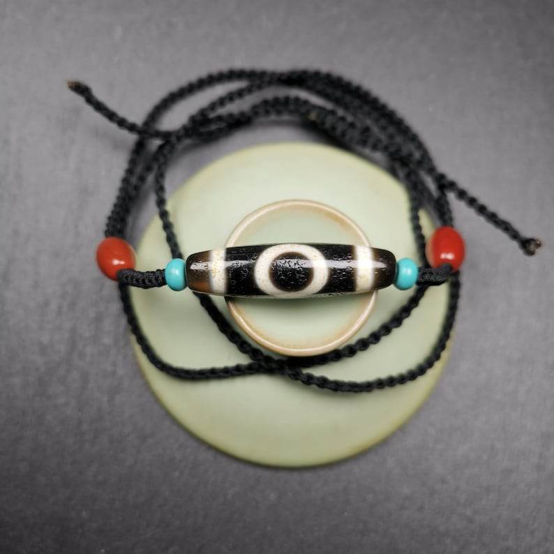 Sky & Earth Dzi Bead Necklace,39mm × 10mm - Gandhanra-ART