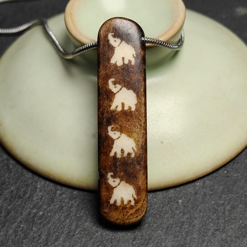 Yak Bone Elephant Charm,51 × 12mm