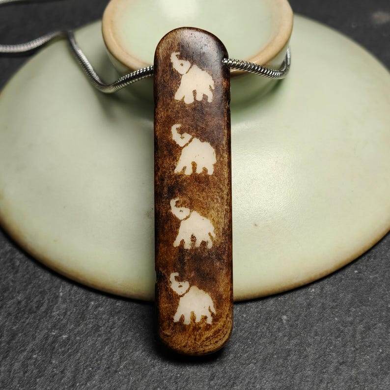Yak Bone Elephant Charm,51 × 12mm - Gandhanra-ART