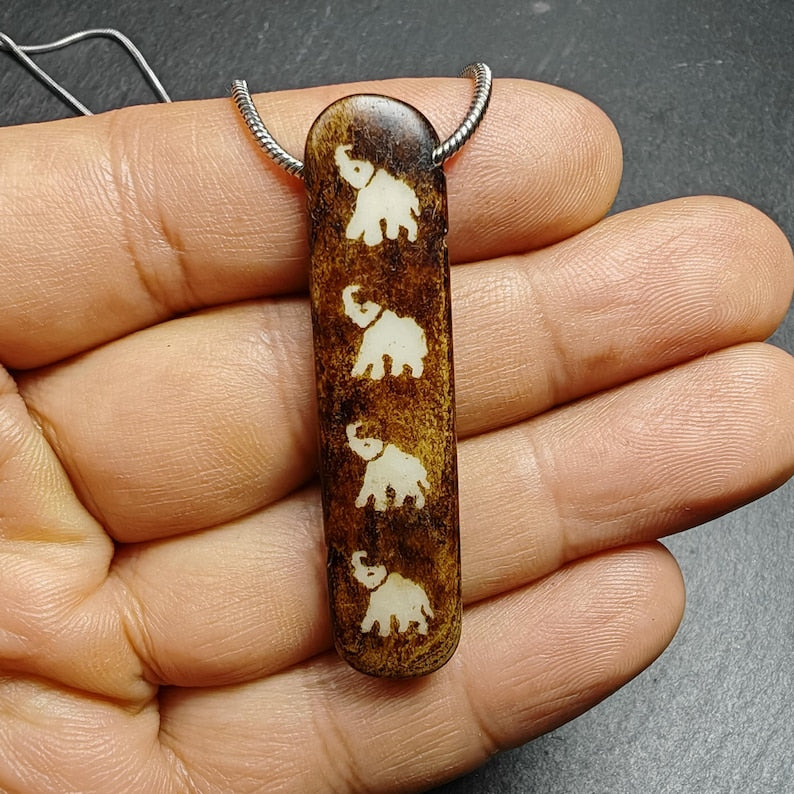 Yak Bone Elephant Charm,51 × 12mm