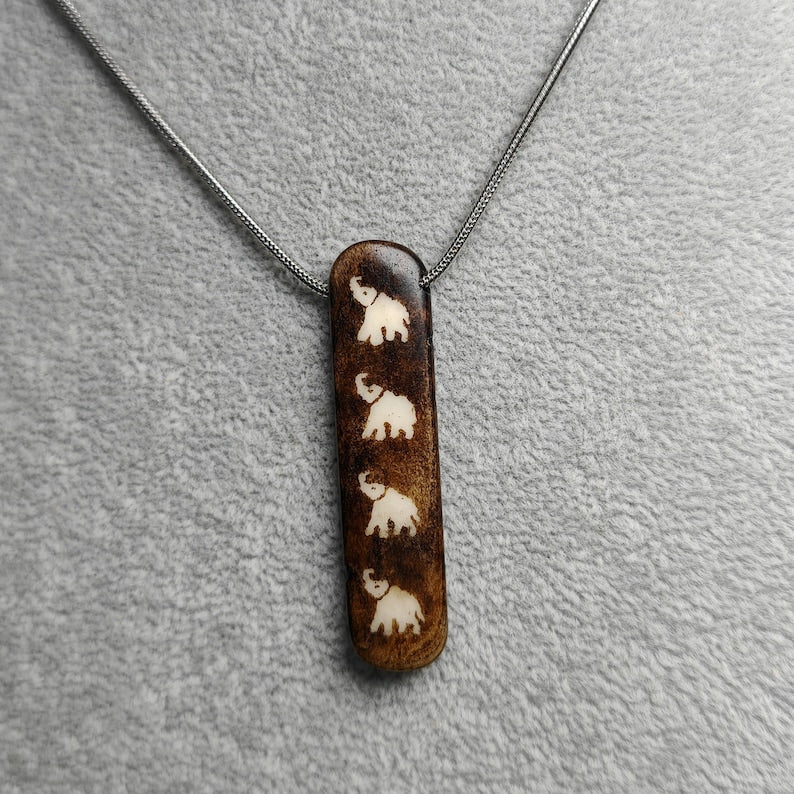 Yak Bone Elephant Charm,51 × 12mm