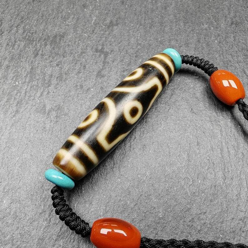 Cross Vajra 6 Eyed Dzi Bead Necklace - Gandhanra-ART