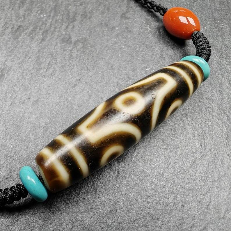 Cross Vajra 6 Eyed Dzi Bead Necklace - Gandhanra-ART