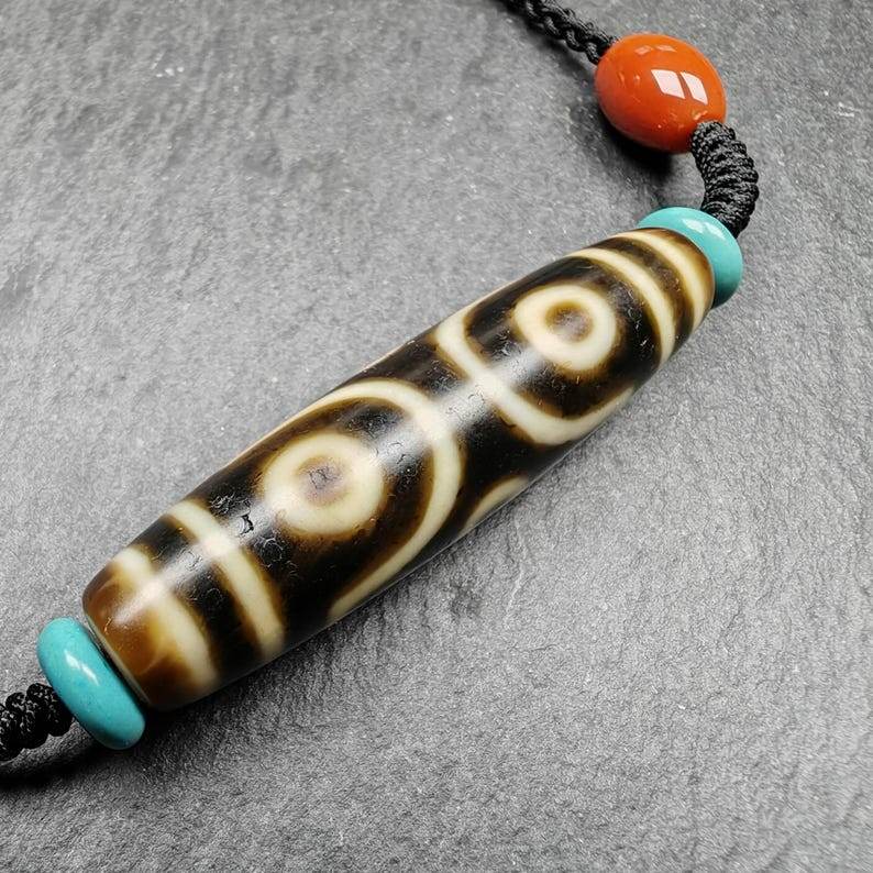 Cross Vajra 6 Eyed Dzi Bead Necklace - Gandhanra-ART