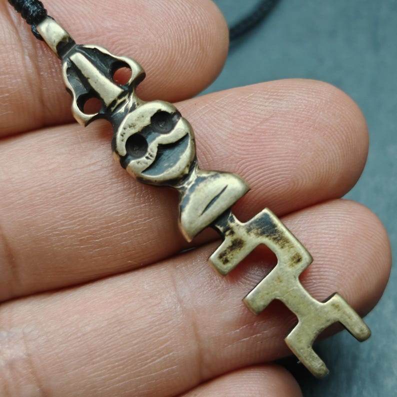Tibetan Amulet,The Key of Heart Pendant,Lima Brass - Gandhanra-ART