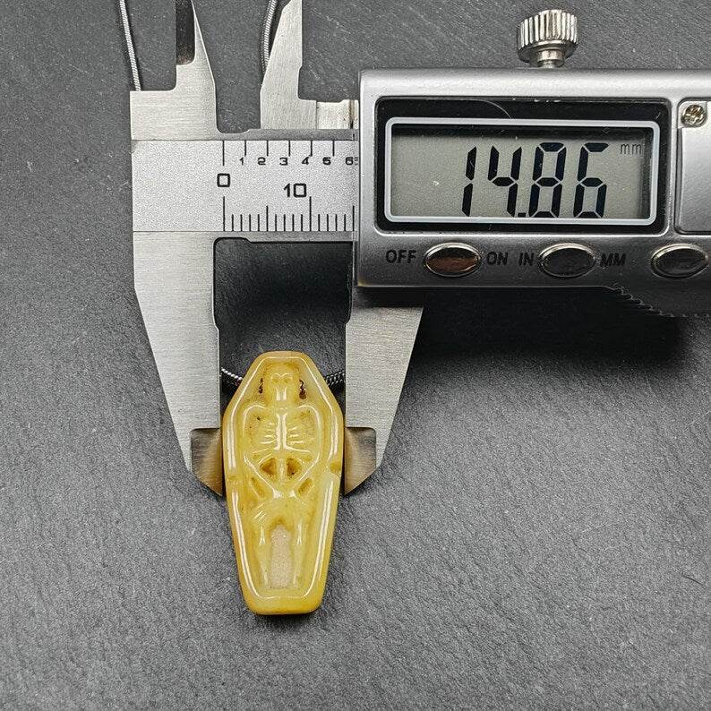 Yak Bone Carved Skeleton Pendant,32mm × 15mm - Gandhanra-ART
