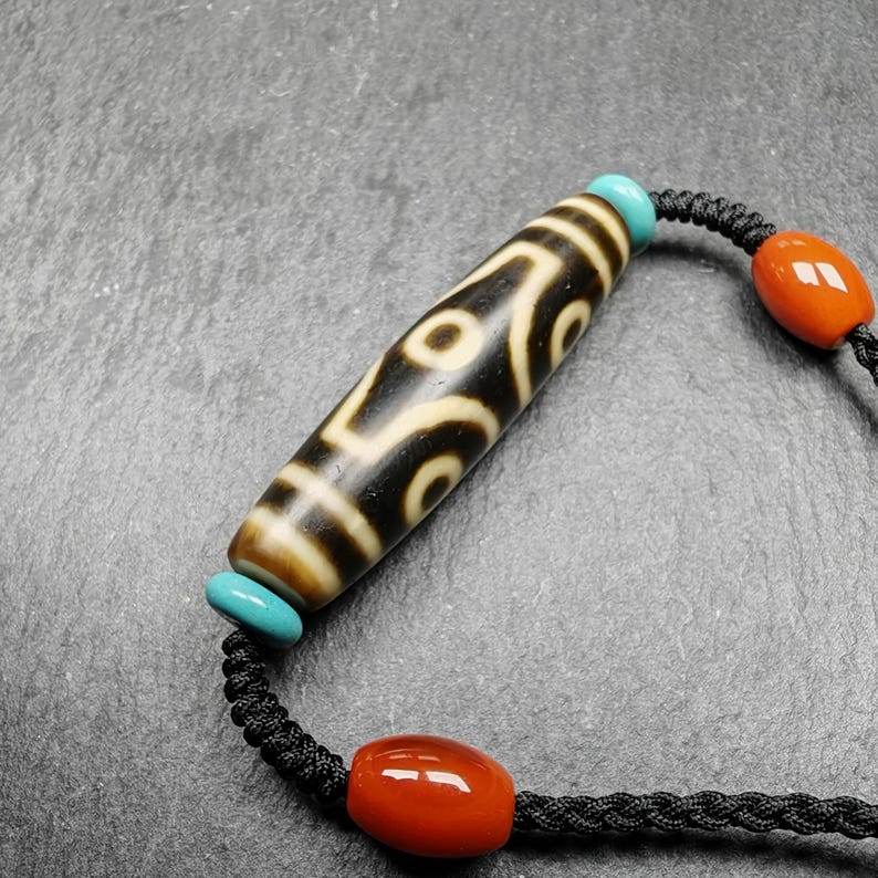 Cross Vajra 6 Eyed Dzi Bead Necklace - Gandhanra-ART