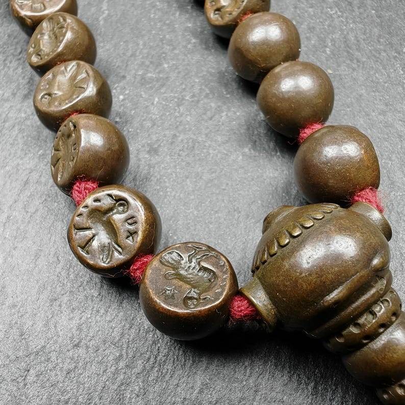Wrist Mala,12mm Half Round Garuda Bird - Gandhanra-ART