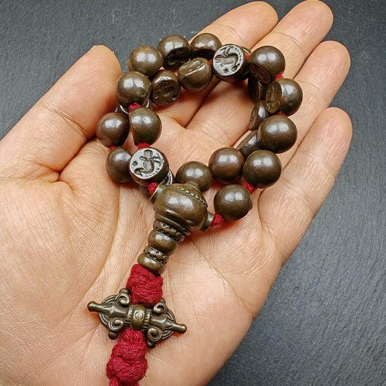 Wrist Mala,12mm Half Round Garuda Bird - Gandhanra-ART