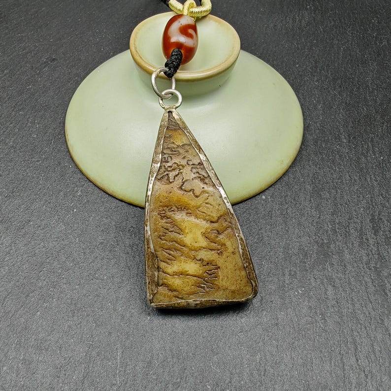 Kapala Amulet Necklace,Silver Framed,50mm × 26mm - Gandhanra-ART