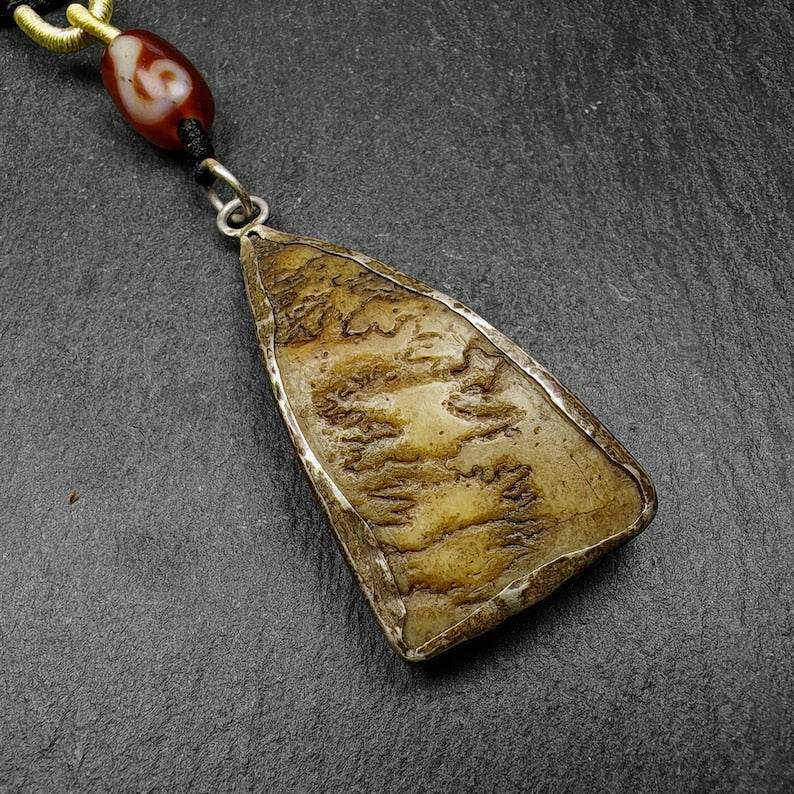 Kapala Amulet Necklace,Silver Framed,50mm × 26mm - Gandhanra-ART