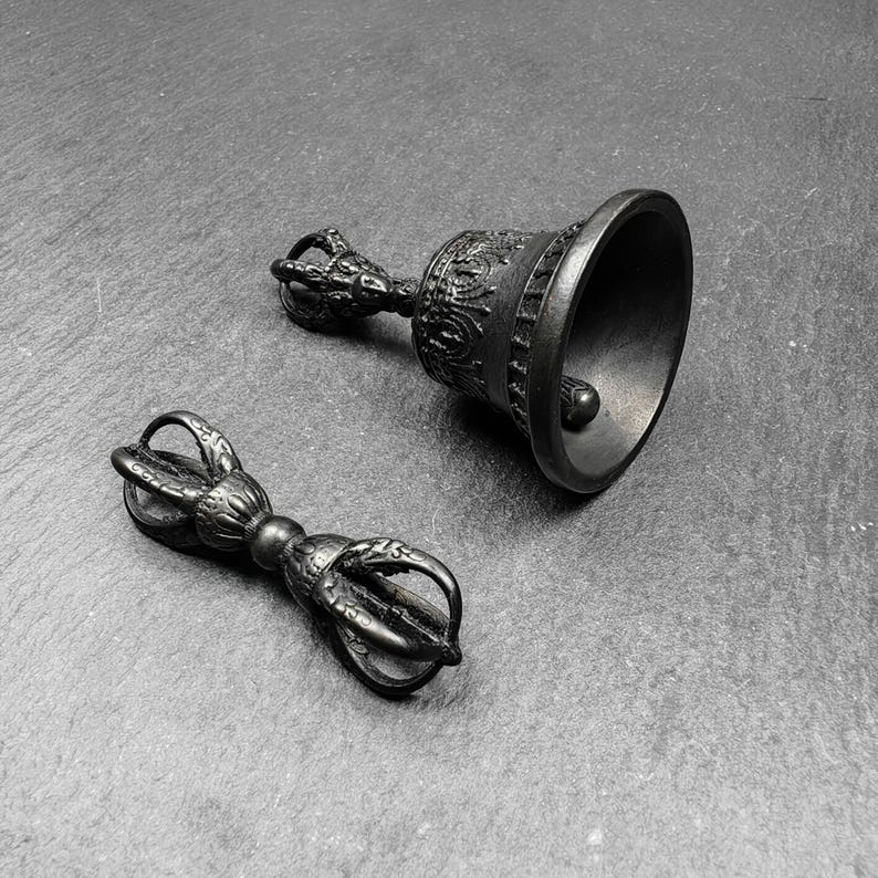 Vajra and Bell Set,Tibetan Tantric Buddhism Ritual Implement