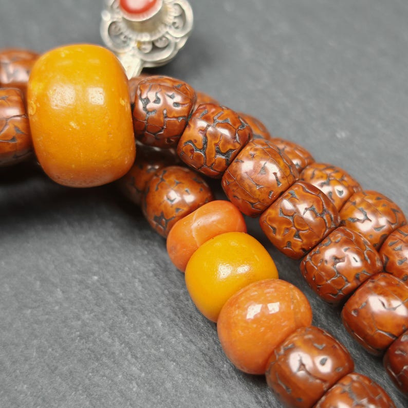 Tibetan 9+mm 108 Rudraksha Rosary, Old Necklace Mala