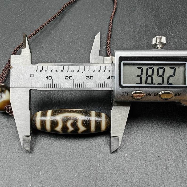 Tibetan Dzi Necklace - Garuda Dzi + 3 Eyes Dalo Dzi Amulet - Gandhanra-ART