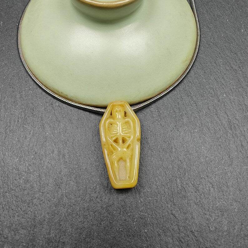 Yak Bone Carved Skeleton Pendant,32mm × 15mm - Gandhanra-ART