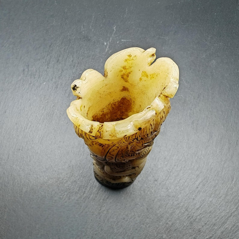 Leg Bone Carved Troma Nagmo Pen holder,Black Wrathful Dakini Kapala Cup