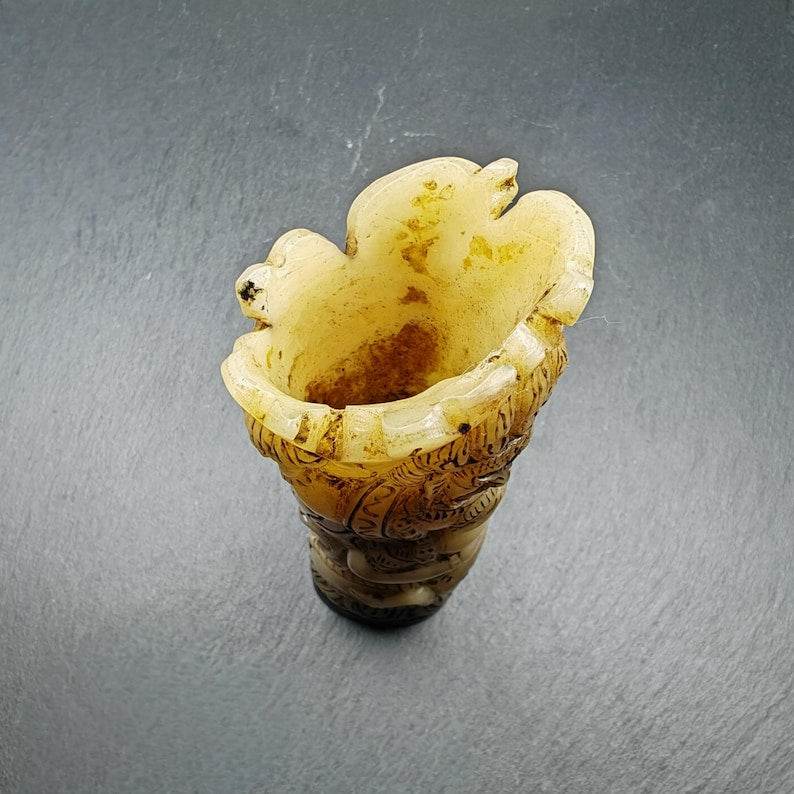 Leg Bone Carved Troma Nagmo Pen holder,Black Wrathful Dakini Kapala Cup - Gandhanra-ART