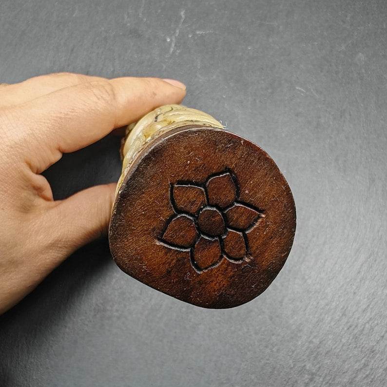 Leg Bone Carved Troma Nagmo Pen holder,Black Wrathful Dakini Kapala Cup - Gandhanra-ART