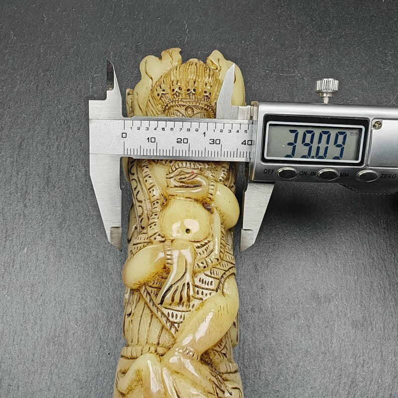 Leg Bone Carved Troma Nagmo Pen holder,Black Wrathful Dakini Kapala Cup