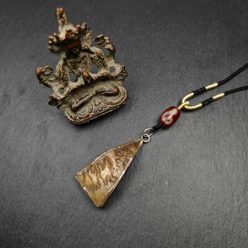 Kapala Amulet Necklace,Silver Framed,50mm × 26mm - Gandhanra-ART