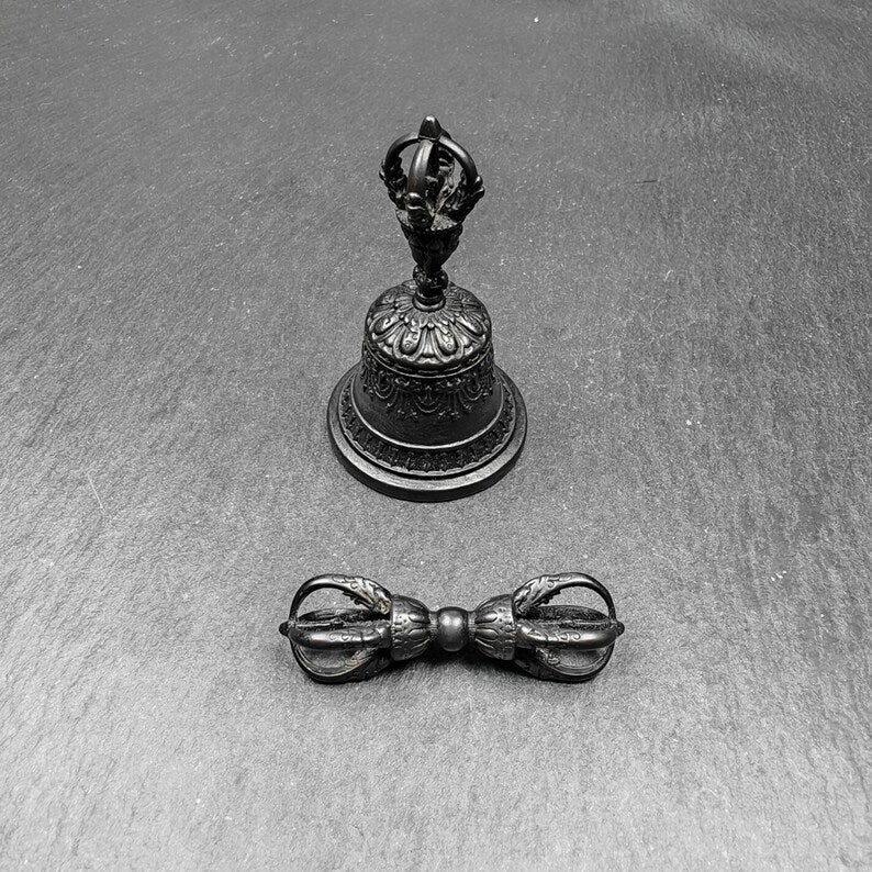 Vajra and Bell Set,Tibetan Tantric Buddhism Ritual Implement