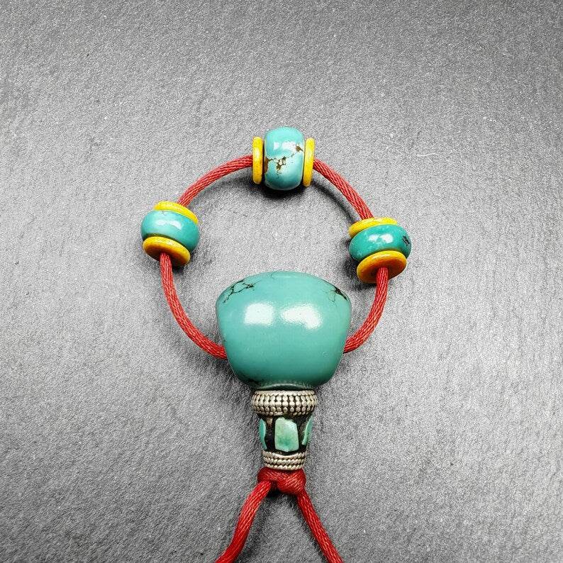 Tibetan Turquoise Guru Bead + Spacer Beads Set - Gandhanra-ART