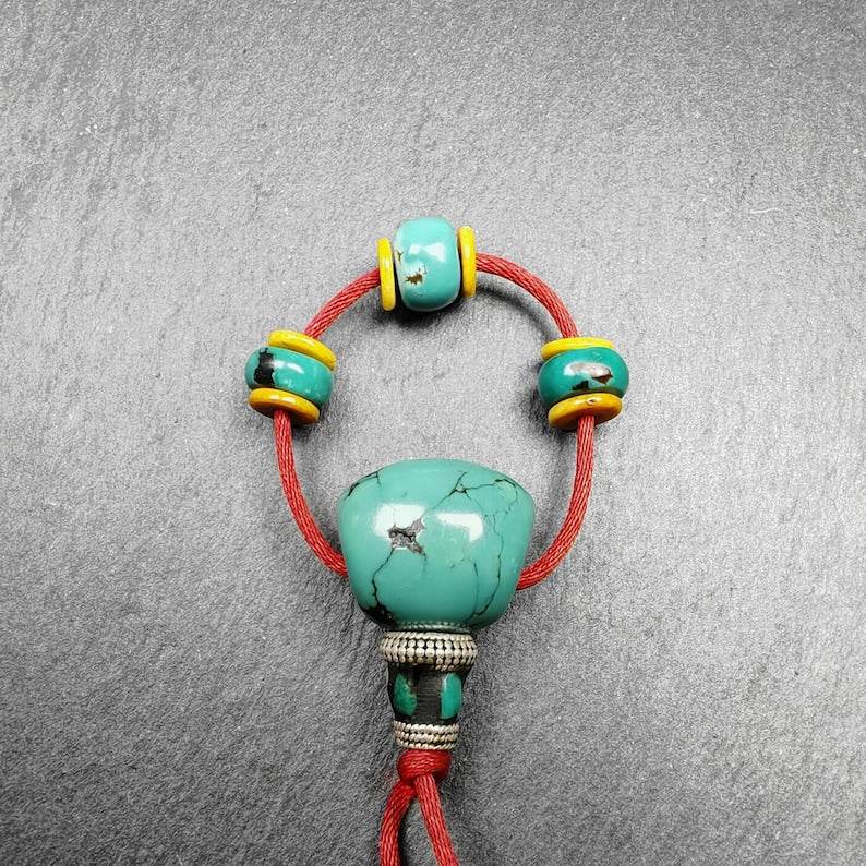 Tibetan Turquoise Guru Bead + Spacer Beads Set - Gandhanra-ART