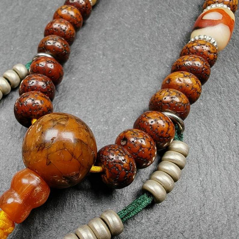 Wrist Mala - 10mm Old Lotus Seed Beads Bracelet - Gandhanra-ART