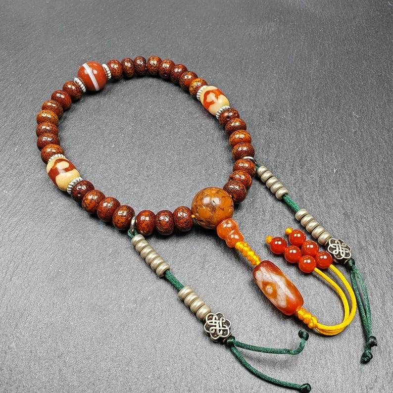 Wrist Mala - 10mm Old Lotus Seed Beads Bracelet - Gandhanra-ART