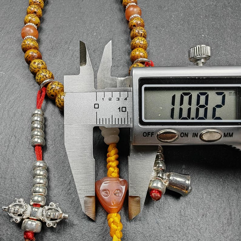 Gandhanra Authentic Tibetan Handhold Wrist Mala - 7.7mm Old Lotus Seed Beads Bracelet - Portable Buddhist Prayer Beads for Meditation