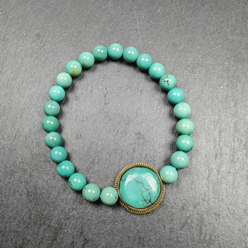 7mm TURQUOISE Gemstones TIBETAN BRACELET