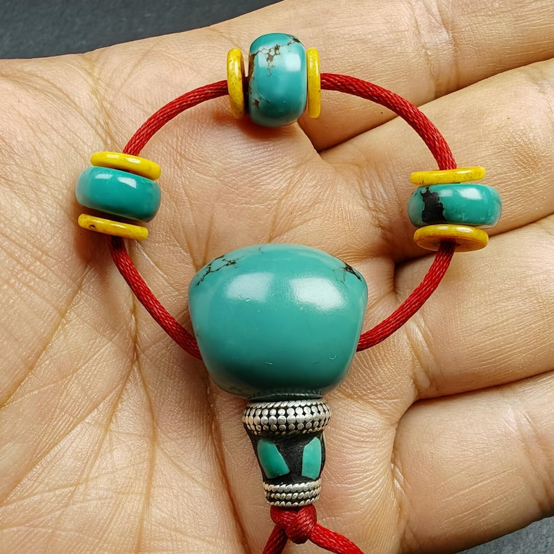 Tibetan Turquoise Guru Bead + Spacer Beads Set