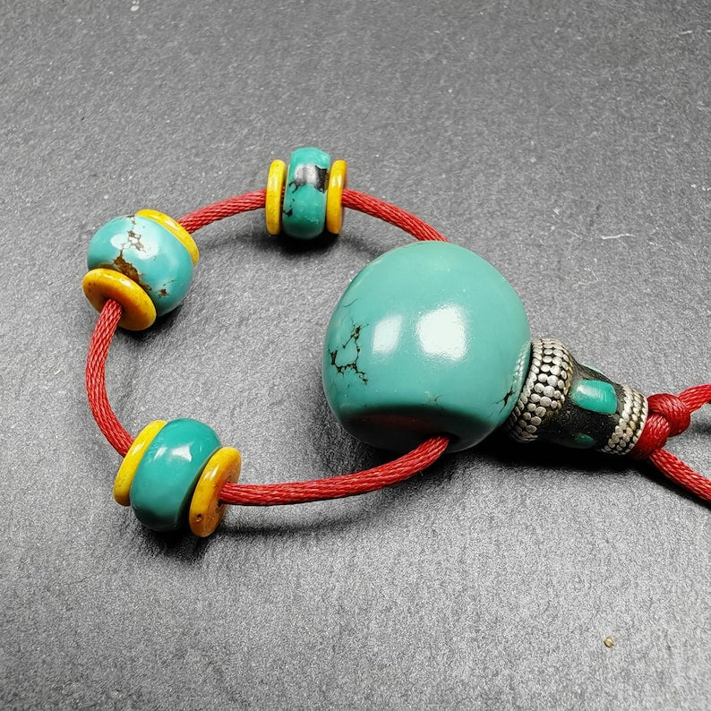 Tibetan Turquoise Guru Bead + Spacer Beads Set