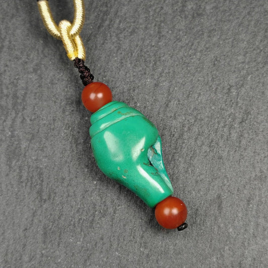 Shankha Amulet,Turquoise Conch Shell Pendant,25×15mm Gandhanra-ART