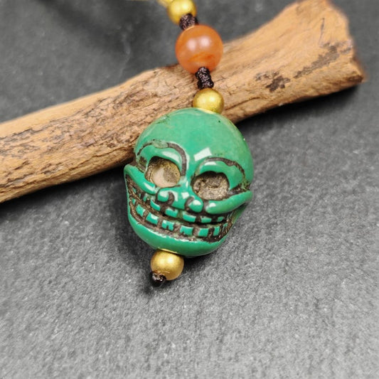 Old Turquoise Tibetan Citipai Skull Master Amulet,23×20mm Gandhanra-ART