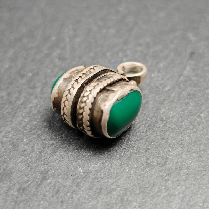 Turquoise Counter Clip | Sterling Silver Bhum Clip for Mala | 17*11mm