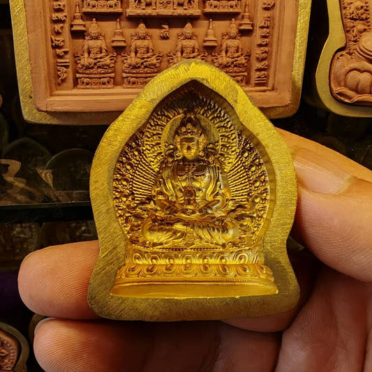Amitayus Tsa Tsa Mold - Tibetan tsa tsa mold, detailed view