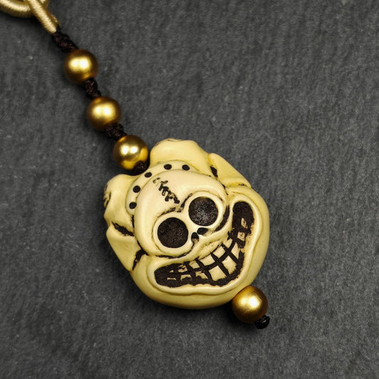 Tibetan Amulet,Citipati Skull Pendant,Made of Celluloid Gandhanra-ART
