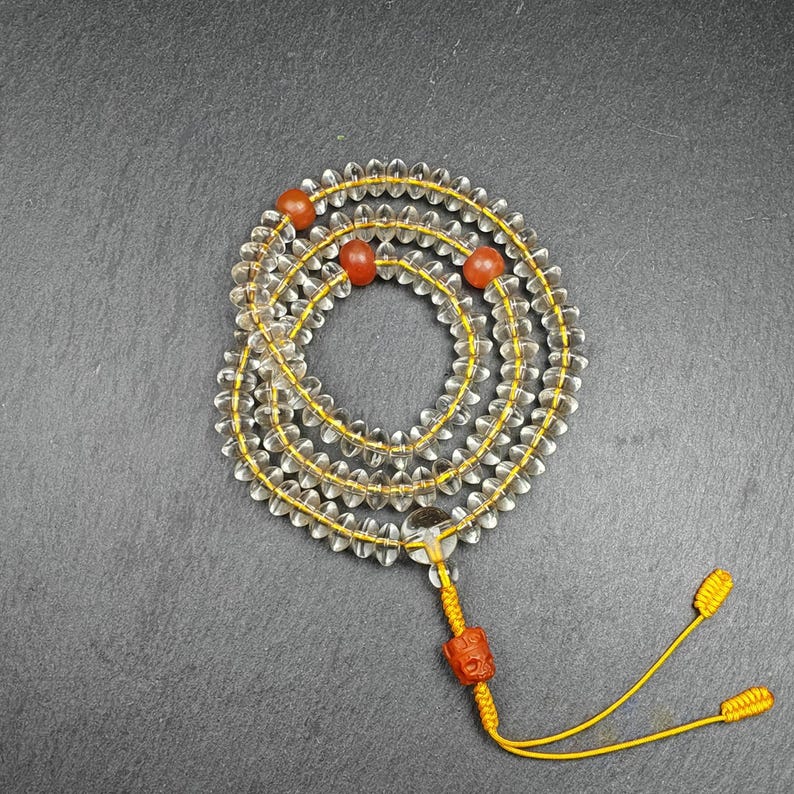 Old Tibetan Crystal Necklace Mala,Disk Type Prayer Beads